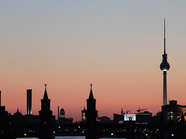 Berlin skyline at dusk with the TV tower